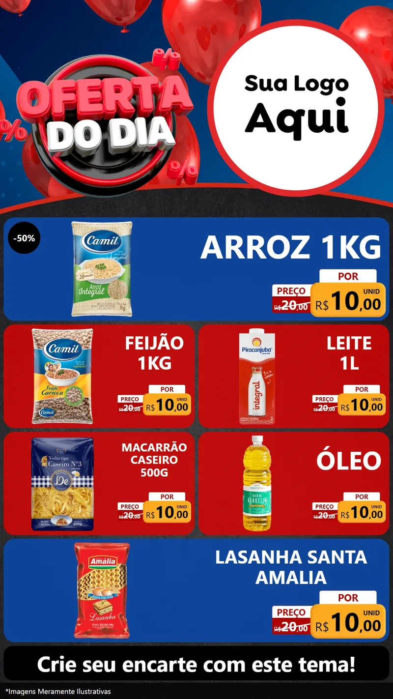 Modelo de TV para TV Vertical com o tema Oferta do Dia para Supermercado