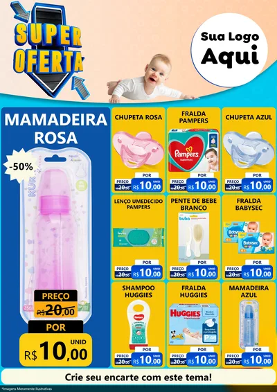 Modelo de Encarte para Encarte A4 Vertical com o tema Super Oferta - Bebê para Bebês
