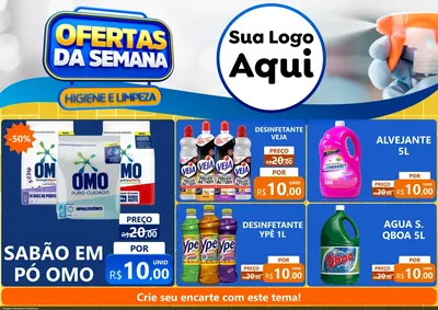 Modelo de Encarte para Encarte A4 Horizontal com o tema Ofertas da Semana - Higiene e Limpeza para Produtos de Limpeza