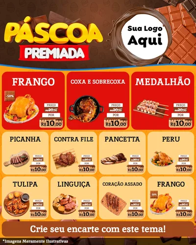 Modelo de Rede Social para Feed Instagram com o tema Páscoa Premiada para Assados