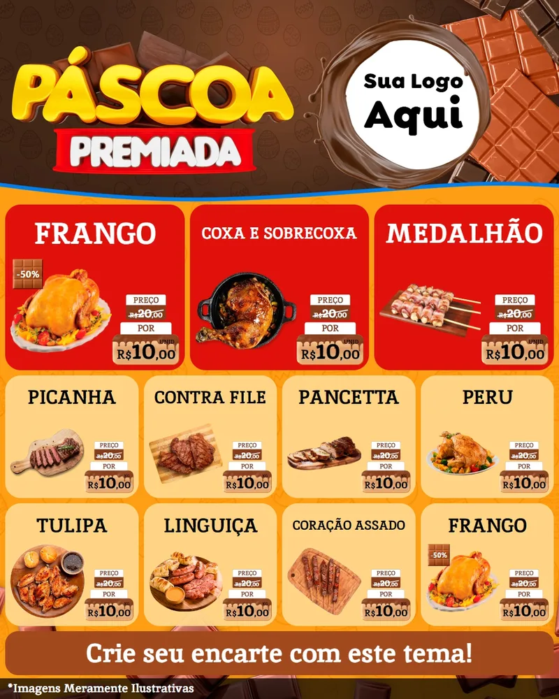 Modelo de Rede Social para Feed Instagram com o tema Páscoa Premiada para Assados