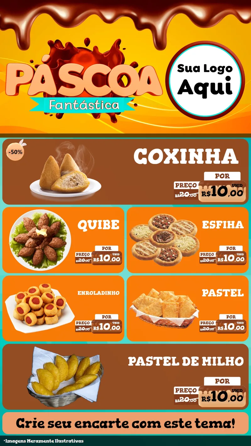 Modelo de TV para TV Vertical com o tema Páscoa Fantástica para Salgadaria