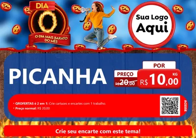 Modelo de Cartaz para Cartaz A4 Horizontal com o tema Dia O - O Dia Mais Barato Do Mês para Açougue