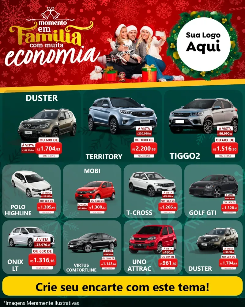 Modelo de Rede Social para Feed Instagram com o tema Momento em Família (Natal) para Concessionaria de Carros