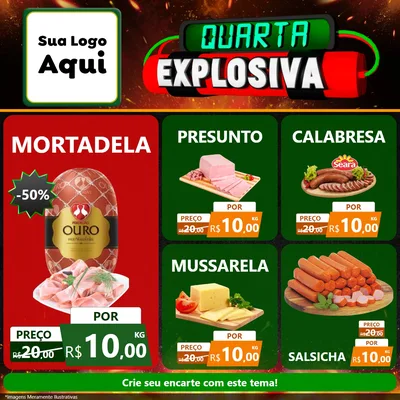 Modelo de Rede Social para Feed Facebook com o tema Quarta Explosiva para Frios e Laticínios