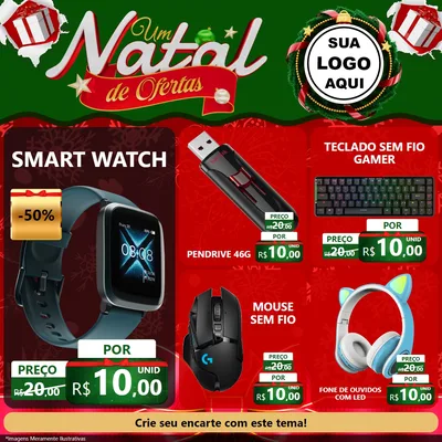 Modelo de Rede Social para Feed Facebook com o tema Um Natal de Ofertas para Informática
