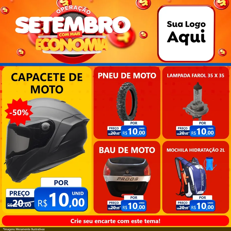 Modelo de Rede Social para Feed Facebook com o tema Operação Setembro Com Muita Economia para Moto peças