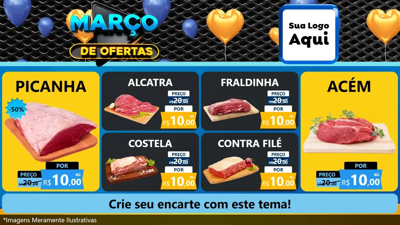 Modelo de TV para TV Horizontal com o tema Março de Ofertas para Açougue