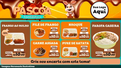 Modelo de TV para TV Horizontal com o tema Páscoa Fantástica para Restaurante