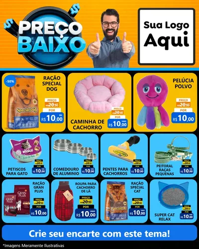 Modelo de Rede Social para Feed Instagram com o tema Preço Baixo para Pet Shop