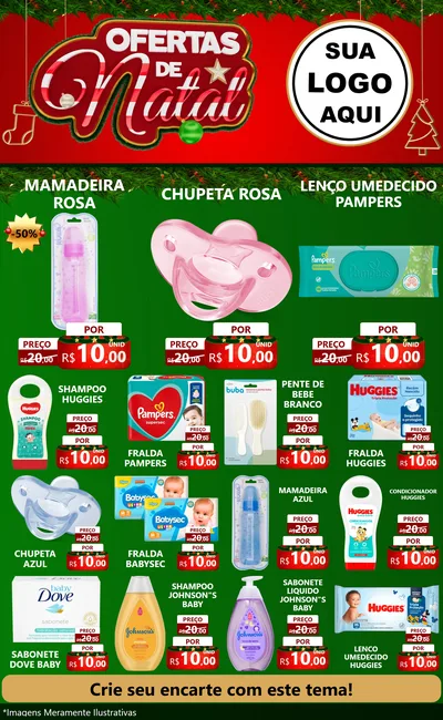 Modelo de Encarte para Encarte Grande com o tema Ofertas de Natal para Bebês