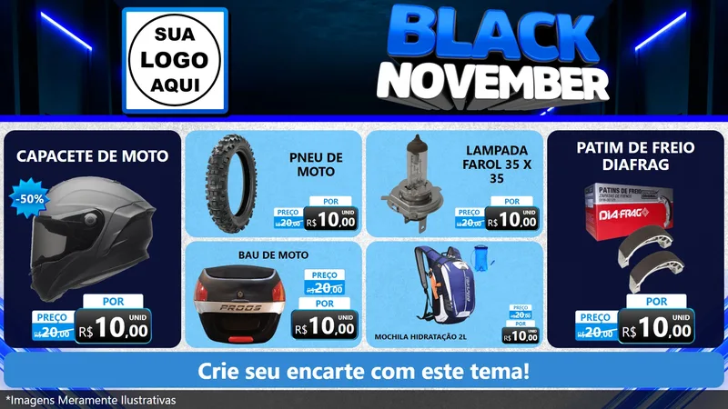 Modelo de TV para TV Horizontal com o tema Black November para Moto peças