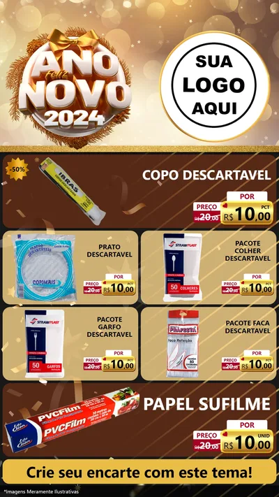 Modelo de TV para TV Vertical com o tema Feliz Ano Novo 2027 para Embalagens