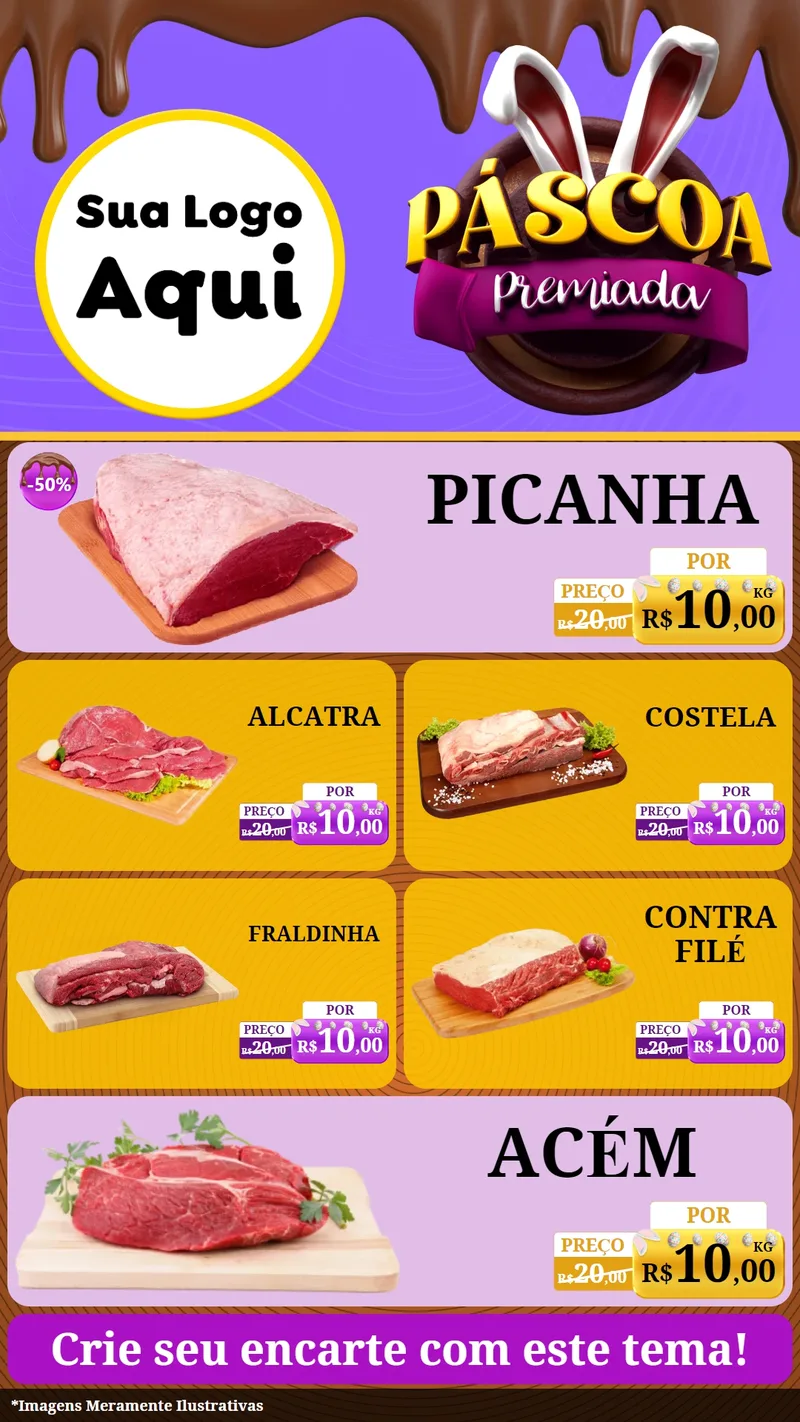 Modelo de TV para TV Vertical com o tema Páscoa Premiada para Açougue