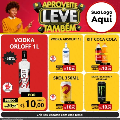 Modelo de Rede Social para Feed Facebook com o tema Aproveite e Leve Também para Distribuidora de bebidas