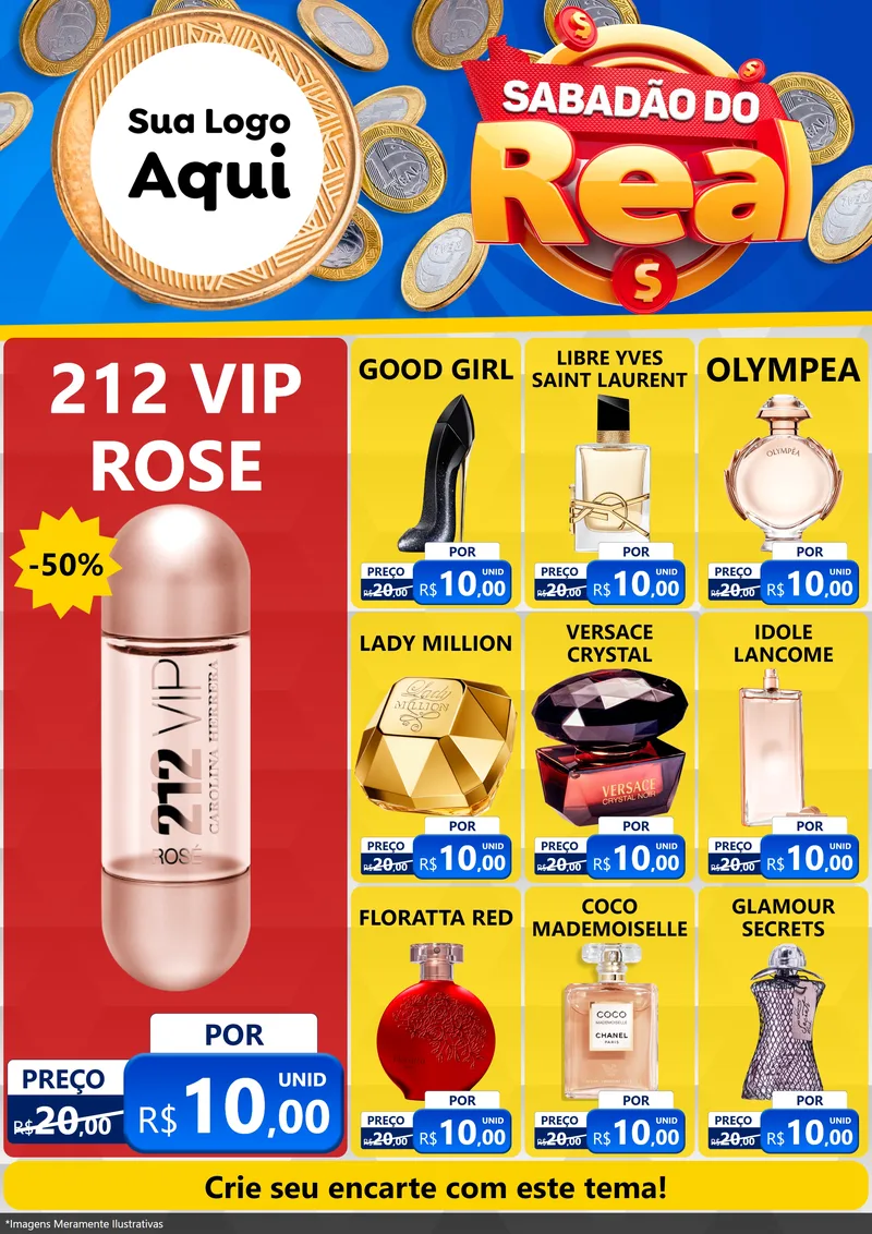 Modelo de Encarte para Encarte A4 Vertical com o tema Sabadão do Real para Perfumes