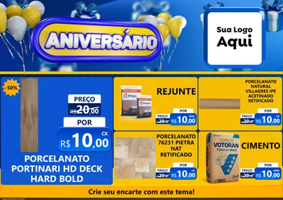 Modelo de Encarte para Encarte A4 Horizontal com o tema Aniversário para Pisos e revestimentos