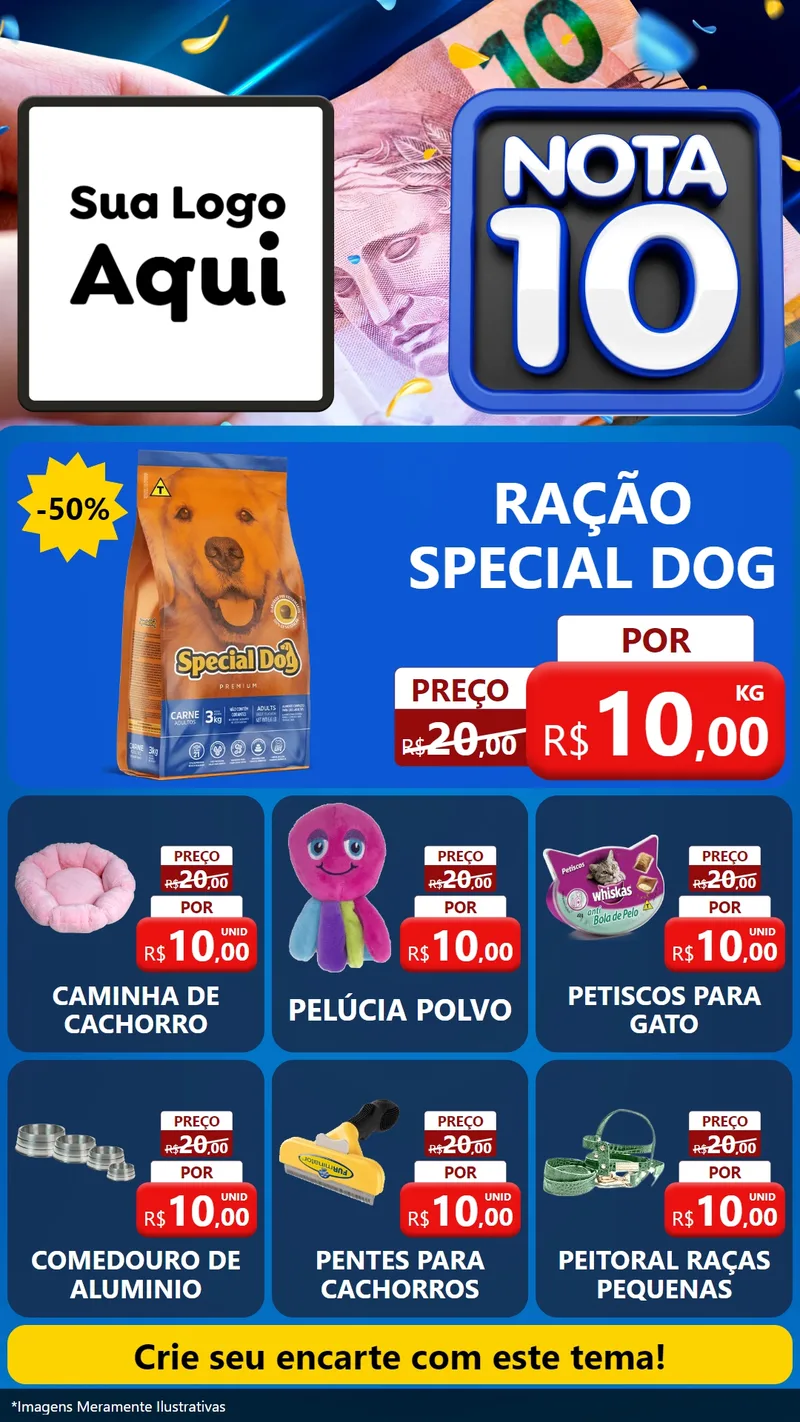Modelo de Rede Social para Stories com o tema Nota 10 para Pet Shop