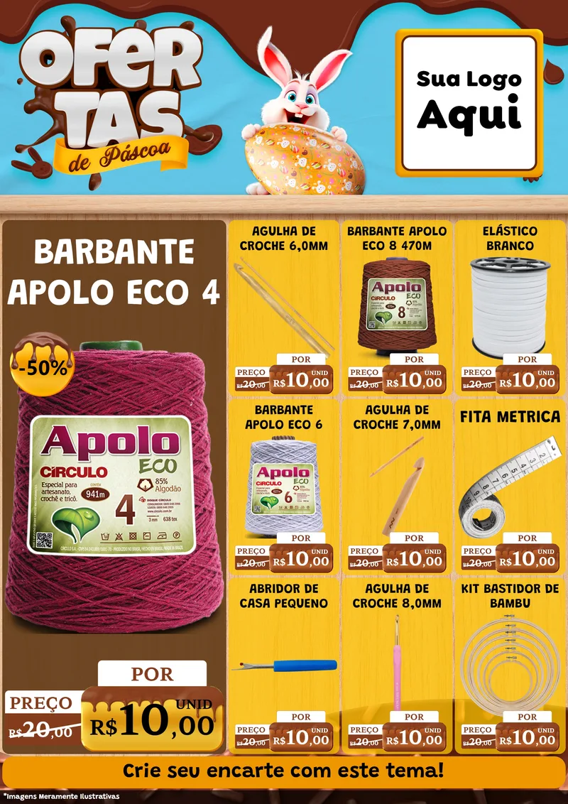 Modelo de Encarte para Encarte A4 Vertical com o tema Ofertas de Páscoa para Armarinho e Aviamentos
