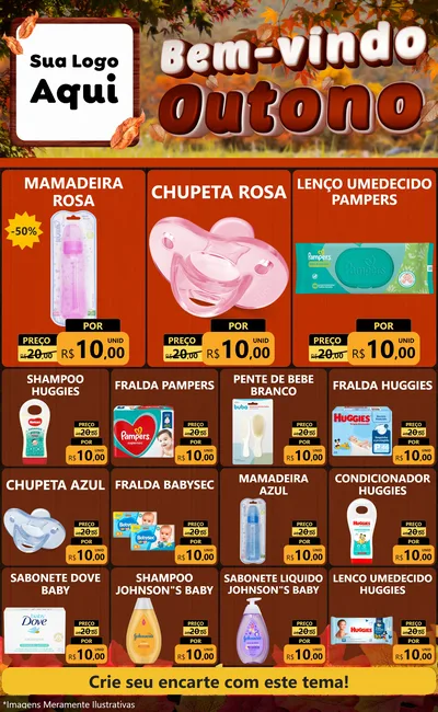 Modelo de Encarte para Encarte Grande com o tema Bem-vindo Outono para Bebês