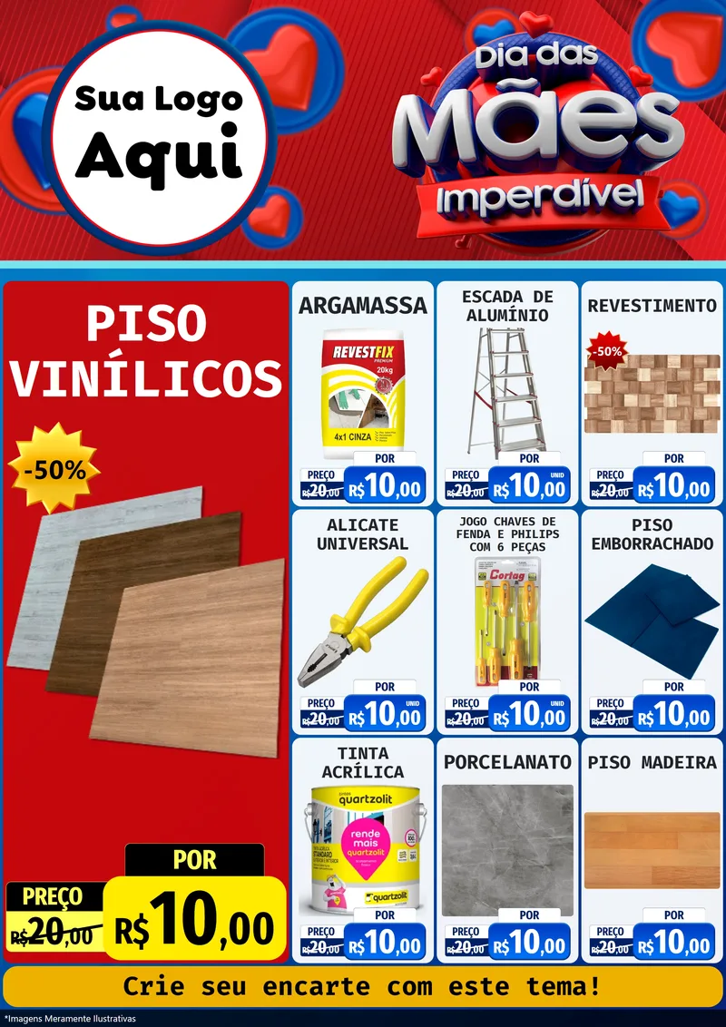 Modelo de Encarte para Encarte A4 Vertical com o tema Dia Das Mães Imperdível para Material para Construção