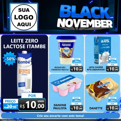 Modelo de Rede Social para Feed Facebook com o tema Black November para Frios e Laticínios