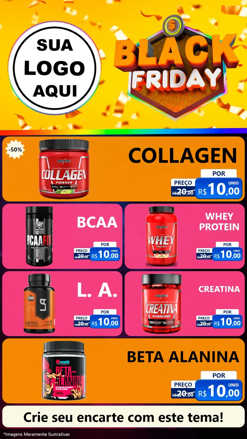 Modelo de TV para TV Vertical com o tema Black Friday para Suplementos alimentares