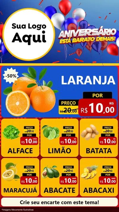 Modelo de Rede Social para Stories com o tema Aniversário para Hortifrúti