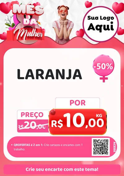 Modelo de Cartaz para Cartaz A4 Vertical com o tema Mês da Mulher para Hortifrúti