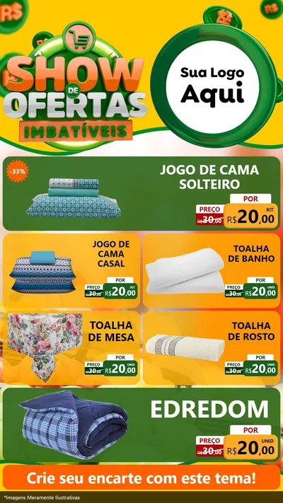 Modelo de TV para TV Vertical com o tema Show de Ofertas Imbatíveis para Cama, Mesa e Banho