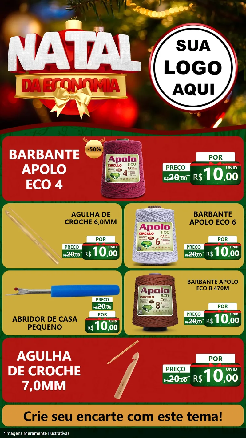 Modelo de TV para TV Vertical com o tema Natal da Economia para Armarinho e Aviamentos