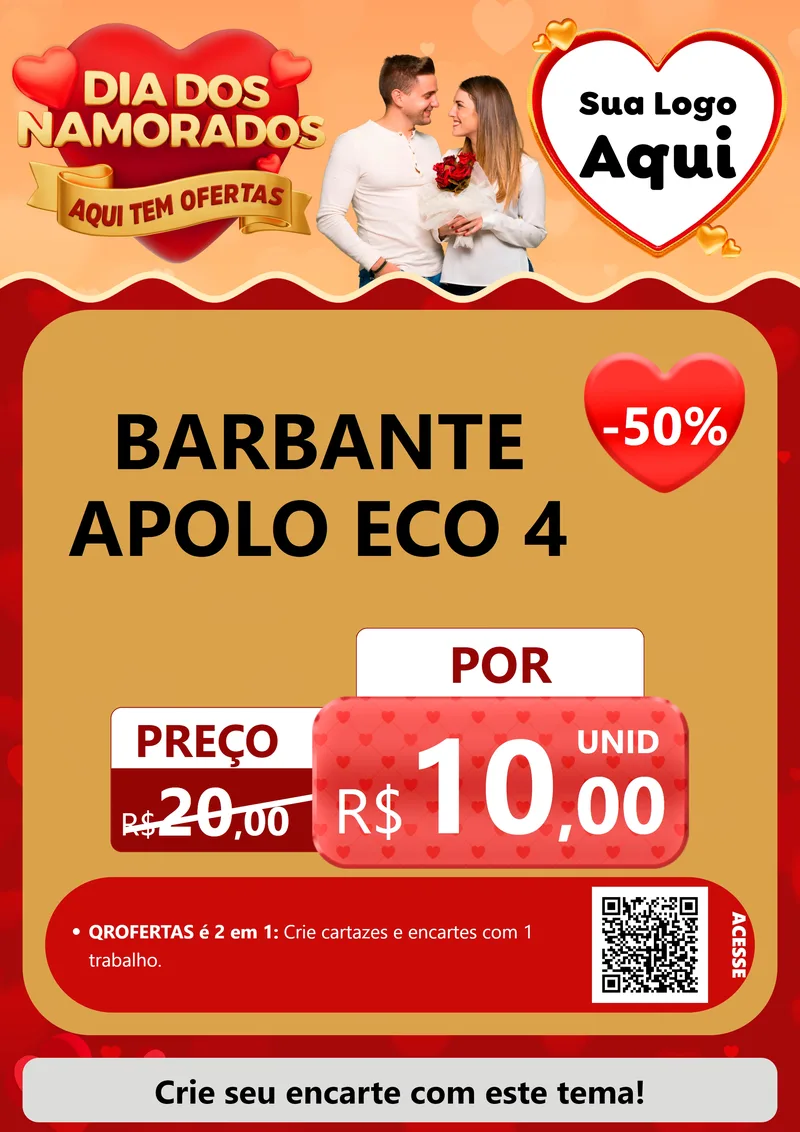 Modelo de Cartaz para Cartaz A4 Vertical com o tema Dia dos Namorados - Aqui Tem Ofertas para Armarinho e Aviamentos