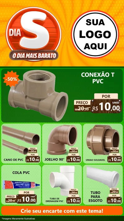 Modelo de Rede Social para Stories com o tema Dia S - O Dia Mais Barato para Tubos e conexões