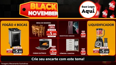 Modelo de TV para TV Horizontal com o tema Black November para Móveis e Eletro