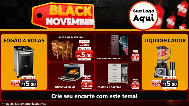 Modelo de TV para TV Horizontal com o tema Black November para Móveis e Eletro