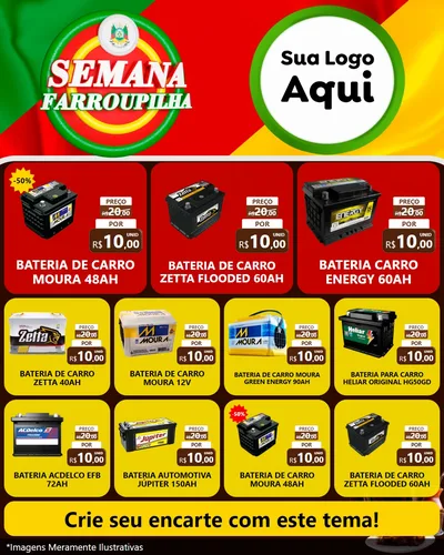 Modelo de Rede Social para Feed Instagram com o tema Semana Farroupilha para Baterias Elétricas