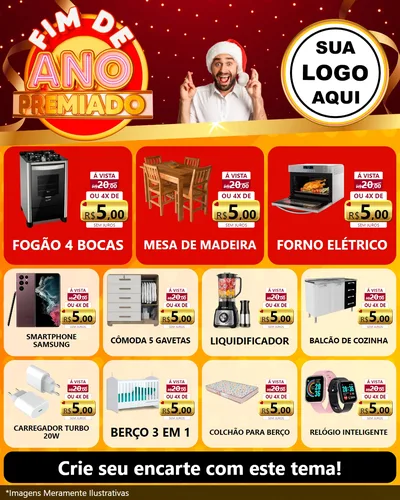 Modelo de Rede Social para Feed Instagram com o tema Fim de Ano Premiado para Móveis e Eletro