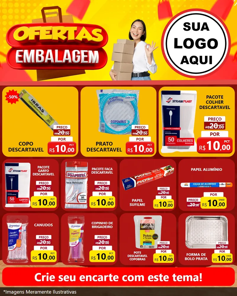 Modelo de Rede Social para Feed Instagram com o tema Ofertas Embalagem para Embalagens