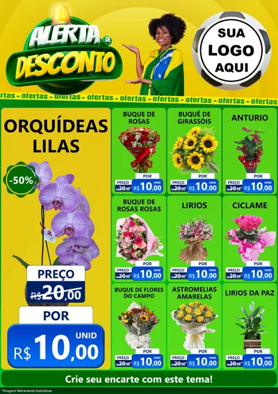 Modelo de Encarte para Encarte A4 Vertical com o tema Alerta de Desconto para Floricultura e jardim