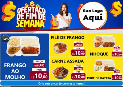 Modelo de Encarte para Encarte A4 Horizontal com o tema Ofertaço de Fim de Semana para Restaurante