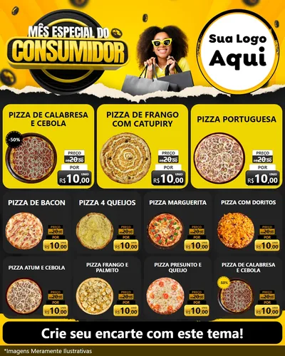Modelo de Rede Social para Feed Instagram com o tema Mês Especial do Consumidor para Pizzaria