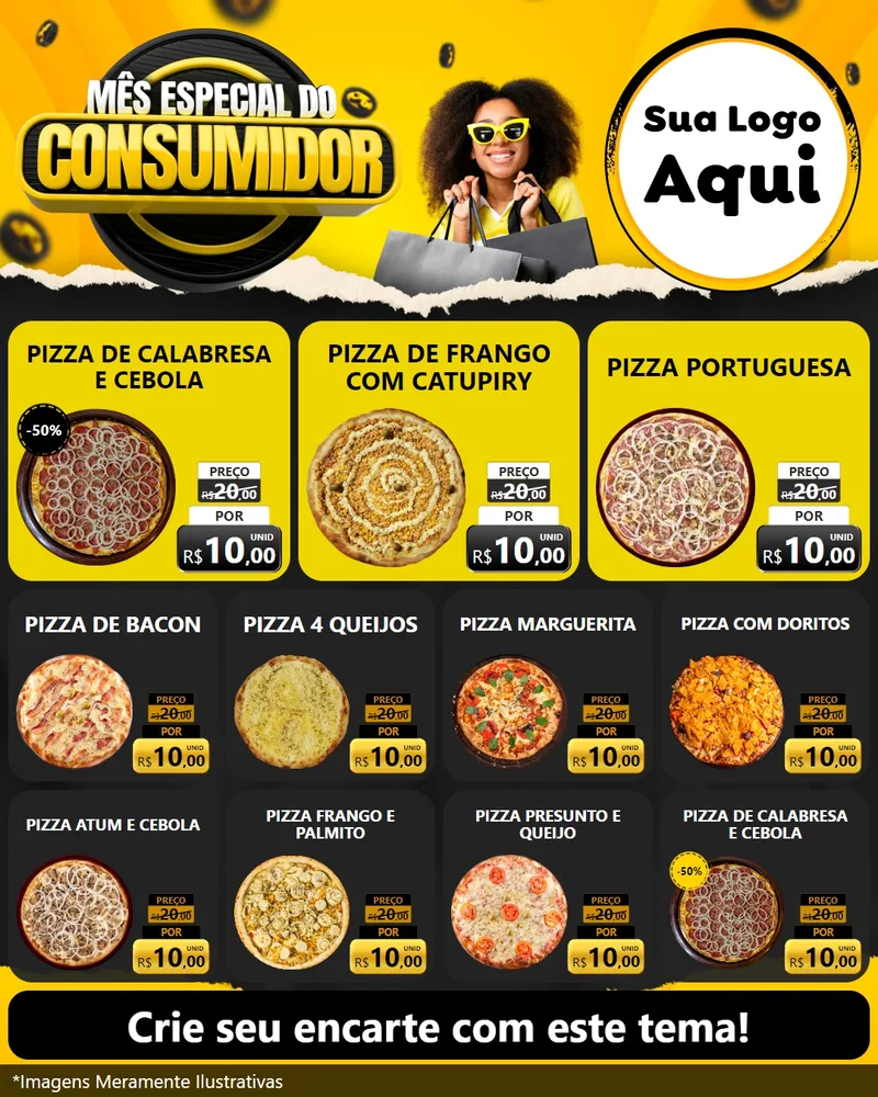Modelo de Rede Social para Feed Instagram com o tema Mês Especial do Consumidor para Pizzaria