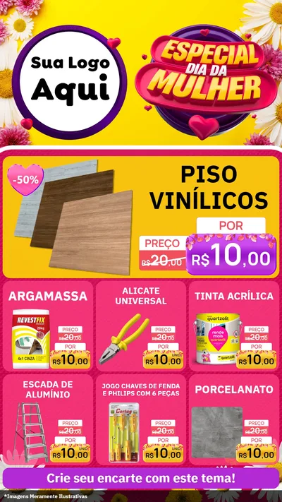Modelo de Rede Social para Stories com o tema Especial Dia da Mulher para Material para Construção