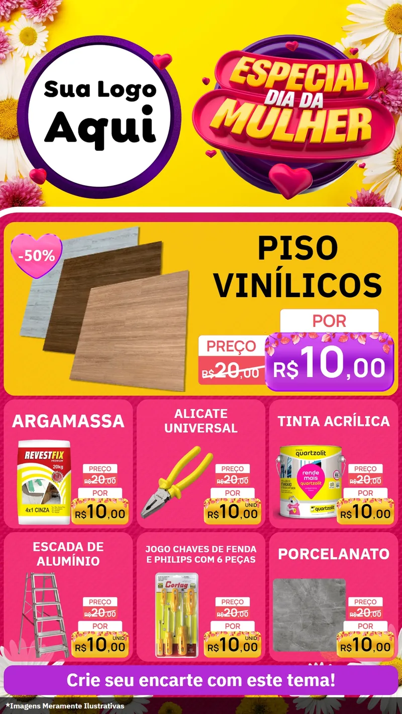 Modelo de Rede Social para Stories com o tema Especial Dia da Mulher para Material para Construção