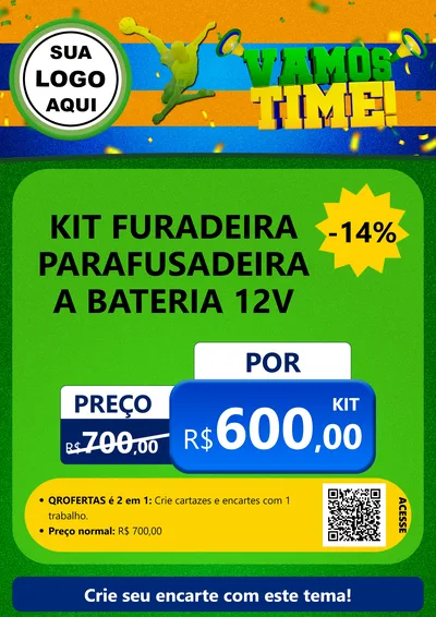 Modelo de Cartaz para Cartaz A4 Vertical com o tema Vamos Time! para Maquinas e Ferramentas