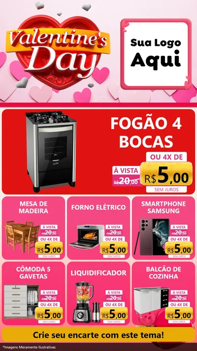 Modelo de Rede Social para Stories com o tema Valentine's Day para Móveis e Eletro