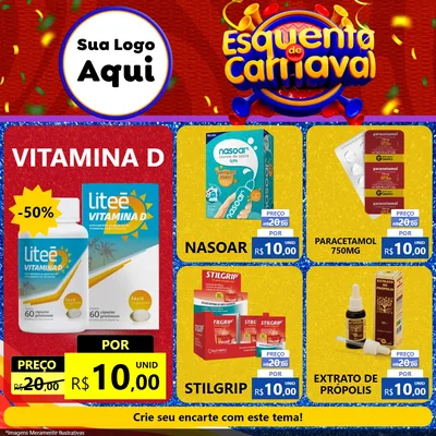 Modelo de Rede Social para Feed Facebook com o tema Esquenta de Carnaval para Farmácia