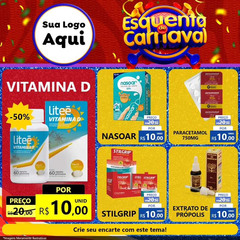 Modelo de Rede Social para Feed Facebook com o tema Esquenta de Carnaval para Farmácia