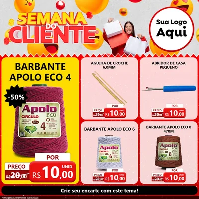 Modelo de Rede Social para Feed Facebook com o tema Semana do Cliente para Armarinho e Aviamentos