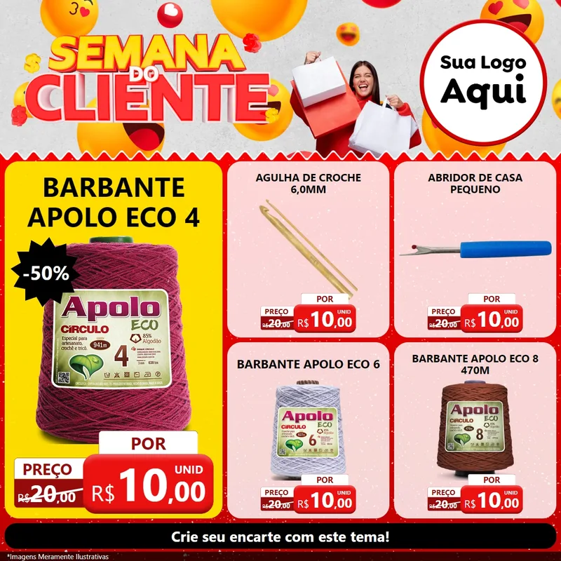 Modelo de Rede Social para Feed Facebook com o tema Semana do Cliente para Armarinho e Aviamentos